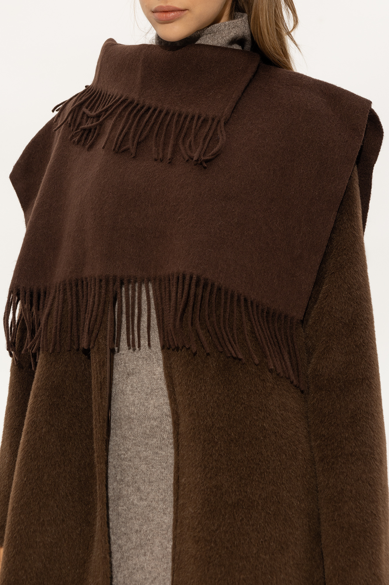 Brown Turtla wool scarf By Malene Birger Vitkac Germany